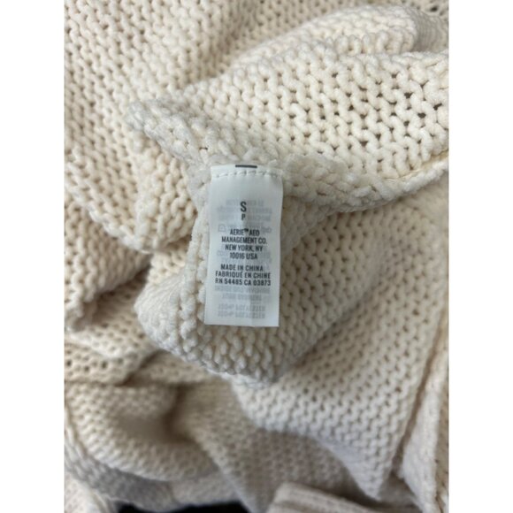 Aerie Womens Slouchy Oversized Boxy Cream Knit Turtleneck Comfy Sweater Size S - Picture 6 of 10